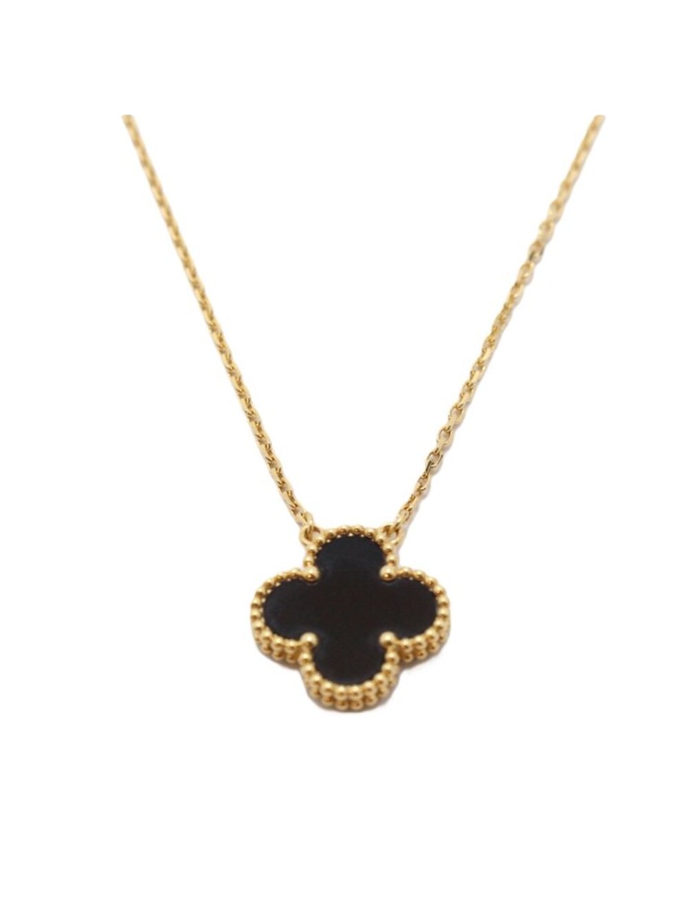 Van Cleef & Arpels Vintage Alhambra Necklace Onyx 18k Yellow Gold